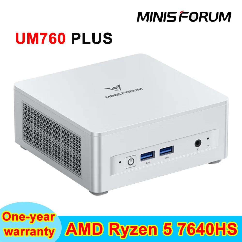 MINISFORUM UM760 PLUS Mini PC Ryzen 5 7640HS Lower Power Dual DDR5 16GB 1TB SSD WiFi 6E BT 5.2 4K HD 2.5G LAN Office Computer