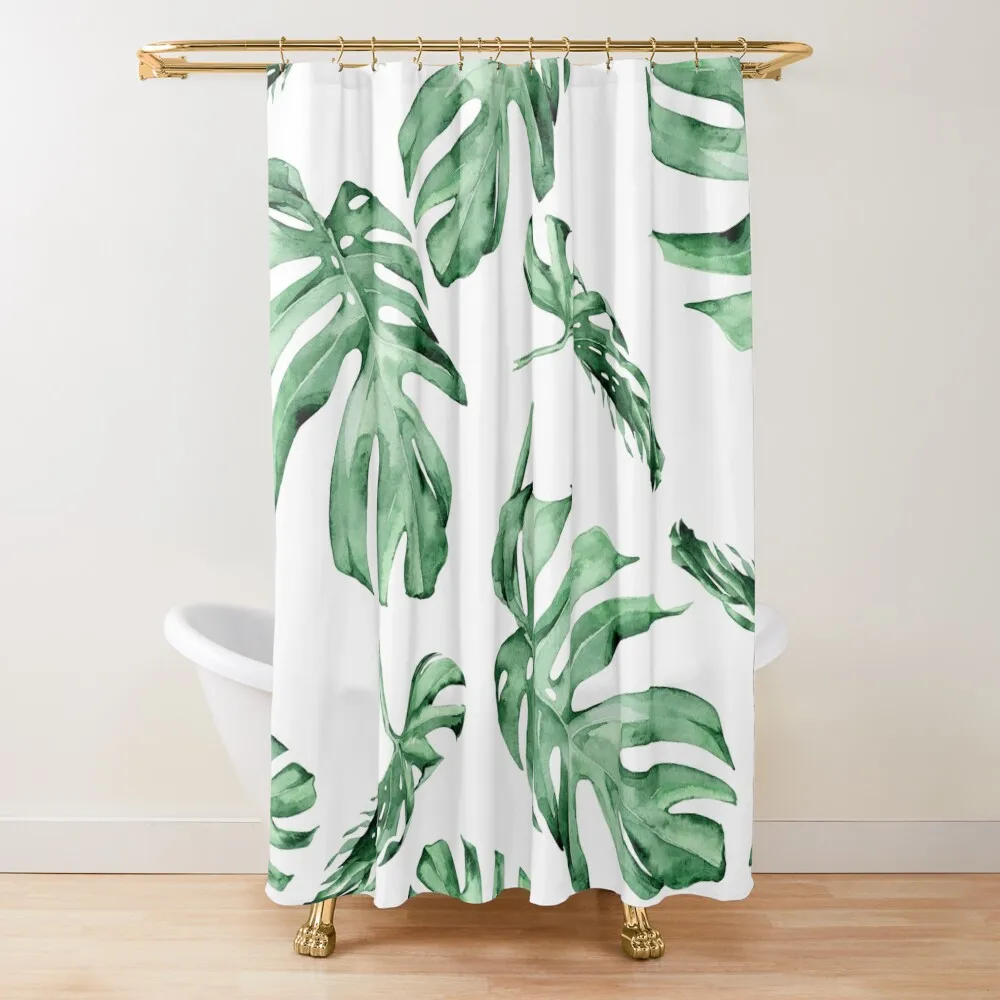 

Monstera Pattern Green Shower Curtain Bathroom Accessory For Shower Bathroom And Shower Products Curtain