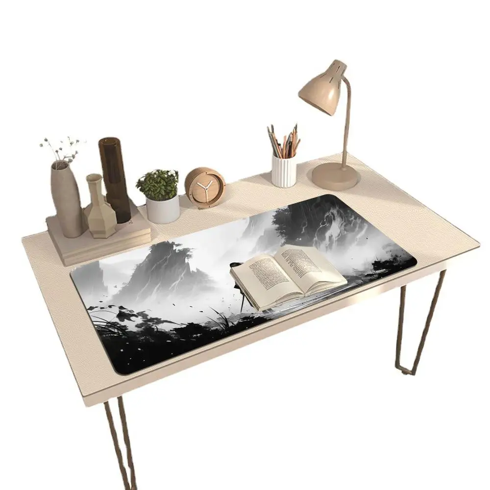 Grand tapis de souris de jeu 900x400 Design noir et blanc de tapis de table confort de précision caoutchouc antidérapant pour les joueurs et l'usage au bureau