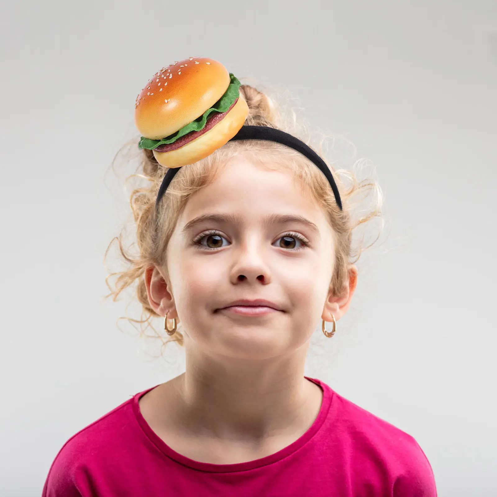 

Burger Headband Hamburger Shape Hair Hoop for Cosplay Party Decor Bright Accessory Theme Event Performance Headwear