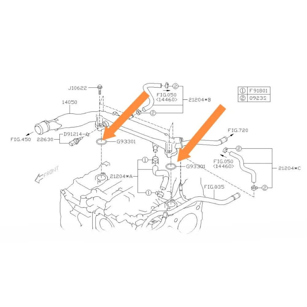 GUIGONG Kit guarnizioni tubo liquido di raffreddamento in alluminio originale EJ/FB motore Subaru per Forester/Outback/Legacy/XV