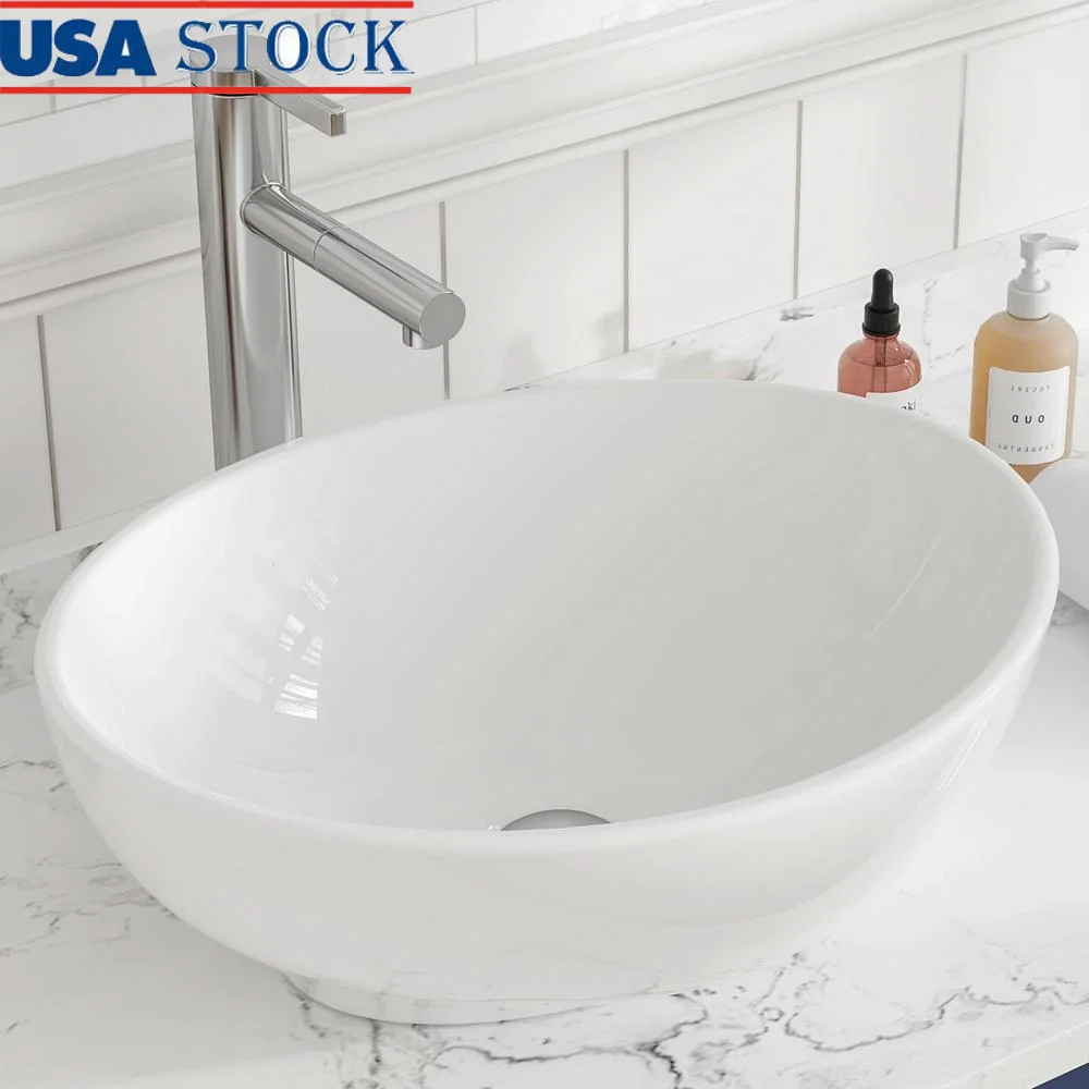 13x16-Inch Oval Ceramic Vessel Sink Modern Egg Shape Bathroom Vanity Bowl Easy Installation Premium Material Stylish Design