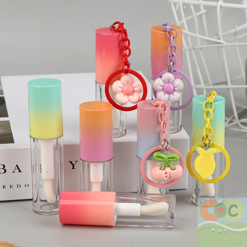 HUA Lip Glaze Fles Met Sleutelhanger Gradiënt Lege Lippenstift Glans Buis Hervulbare Vloeistofcontainer Fles Lipgloss Monsterfles