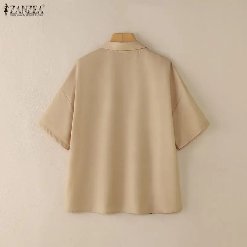 ZANZEA Women Vintage Short Sleeve Summer Shirts Fashion Blouse 2026 Floral Print Casual Tops Loose Office Street Female Blusas view 5
