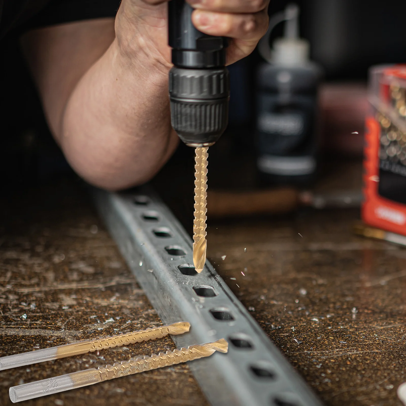 

1 set 135° Angled Titanium Coated Woodworking Drill Bit Set Side Cutting Function For Metal Wood Drilling Hole Saw Tool Spiral