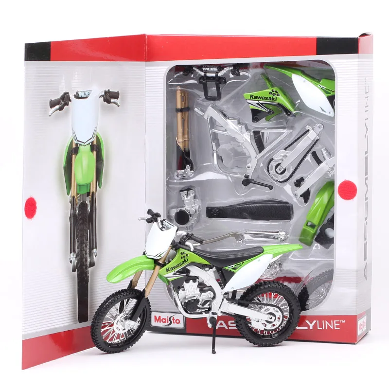 1/12 Scale Maisto Assemble Line DIY Kawasaki KX450F Dirt Motocross Bike Off Road Racing Motorcycle Toys Diecast Model Replicas