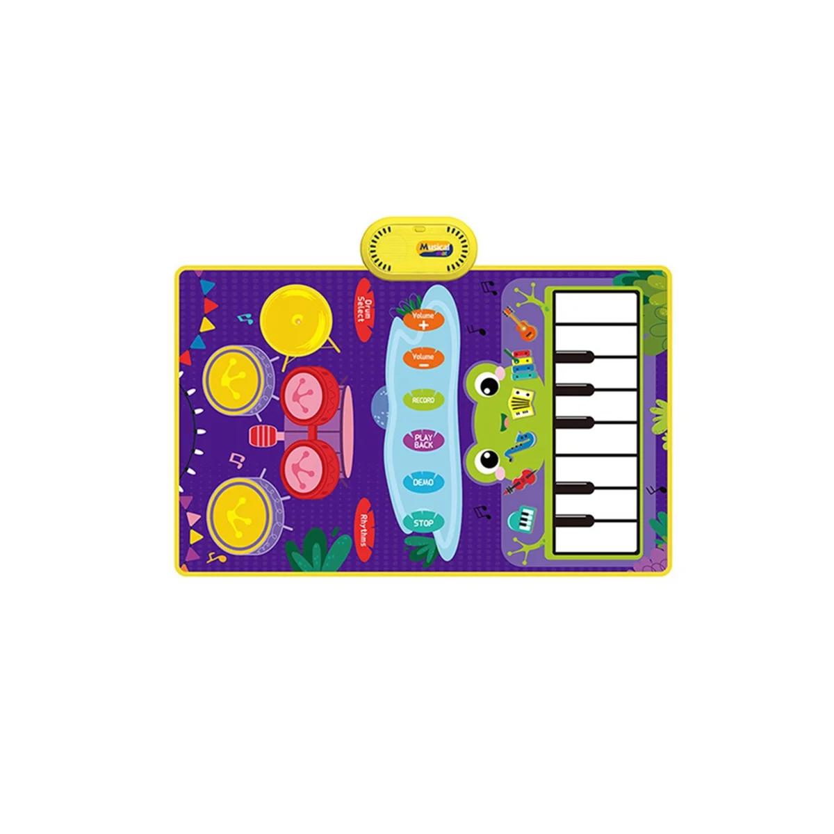 2-In-1 , Toddler Piano Keyboard and Drum Floor Mat with Sticks, Early Music Learning Sensory Toys for Ages 1-3