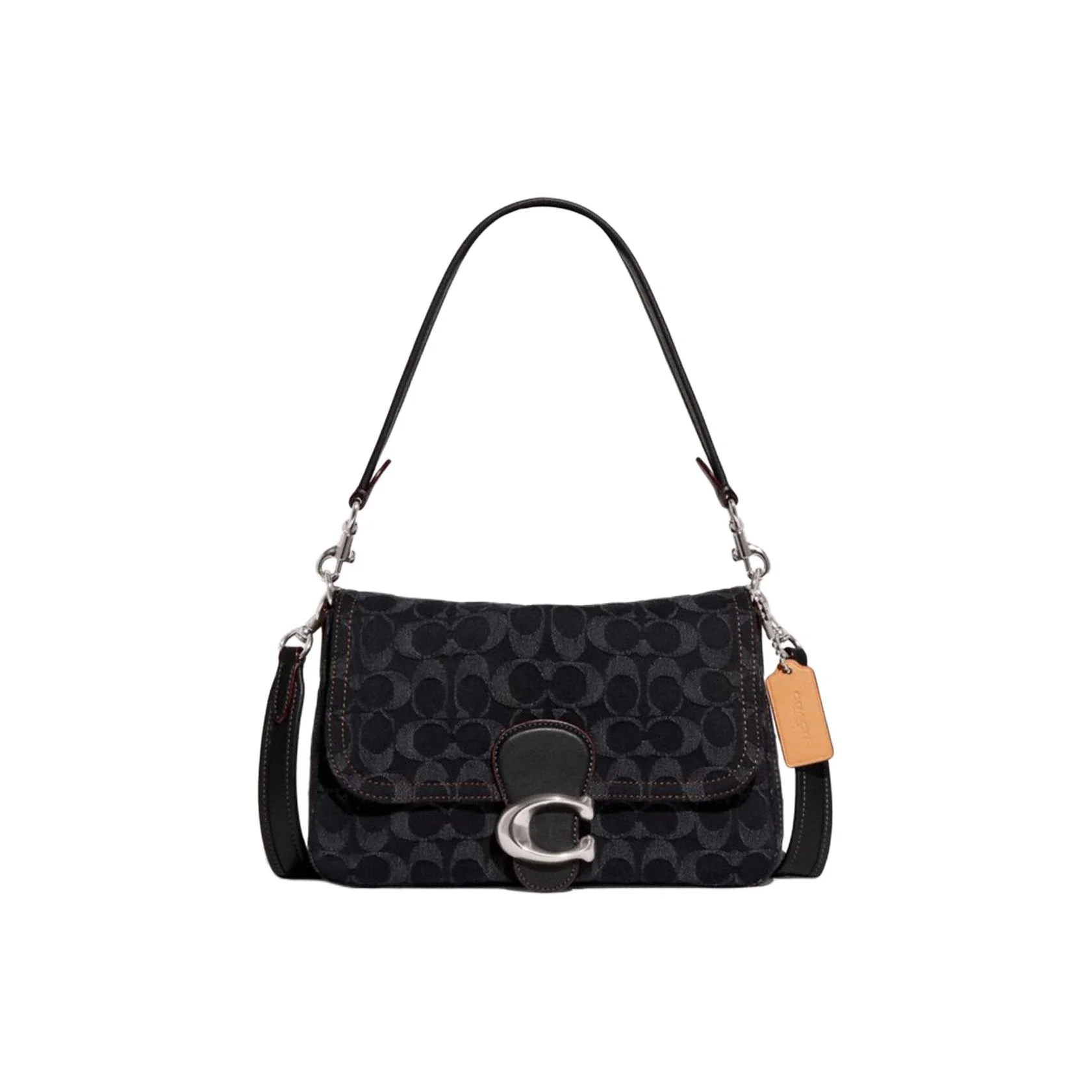 COACH Soft Tabby Fabric With Cow Leather Handbag, Shoulder Bag, Crossbody Bag Medium Women's Black CG094-LHDRJ