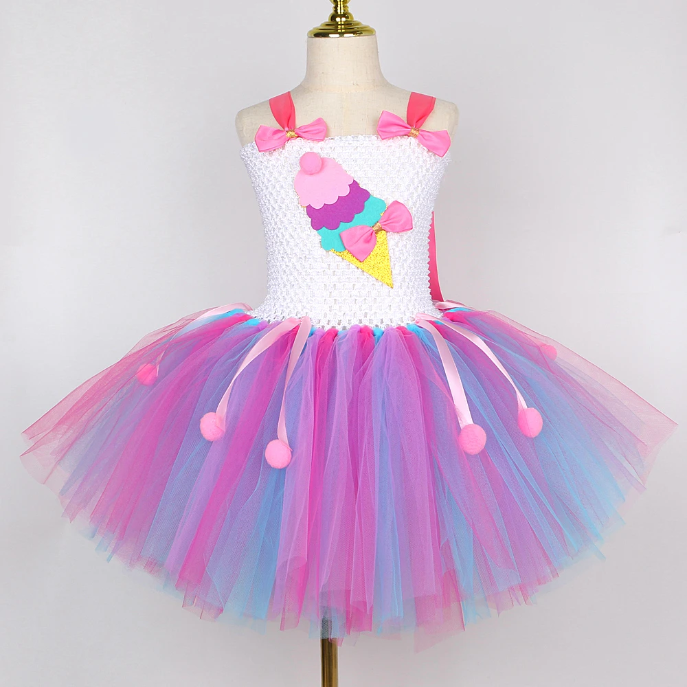 Girls Candy Ice Cream Birthday Costumes for Kids Baby Cake Smash Party Tutu Dress Newborn Photoshoot Outfit Cute Princess Tutus