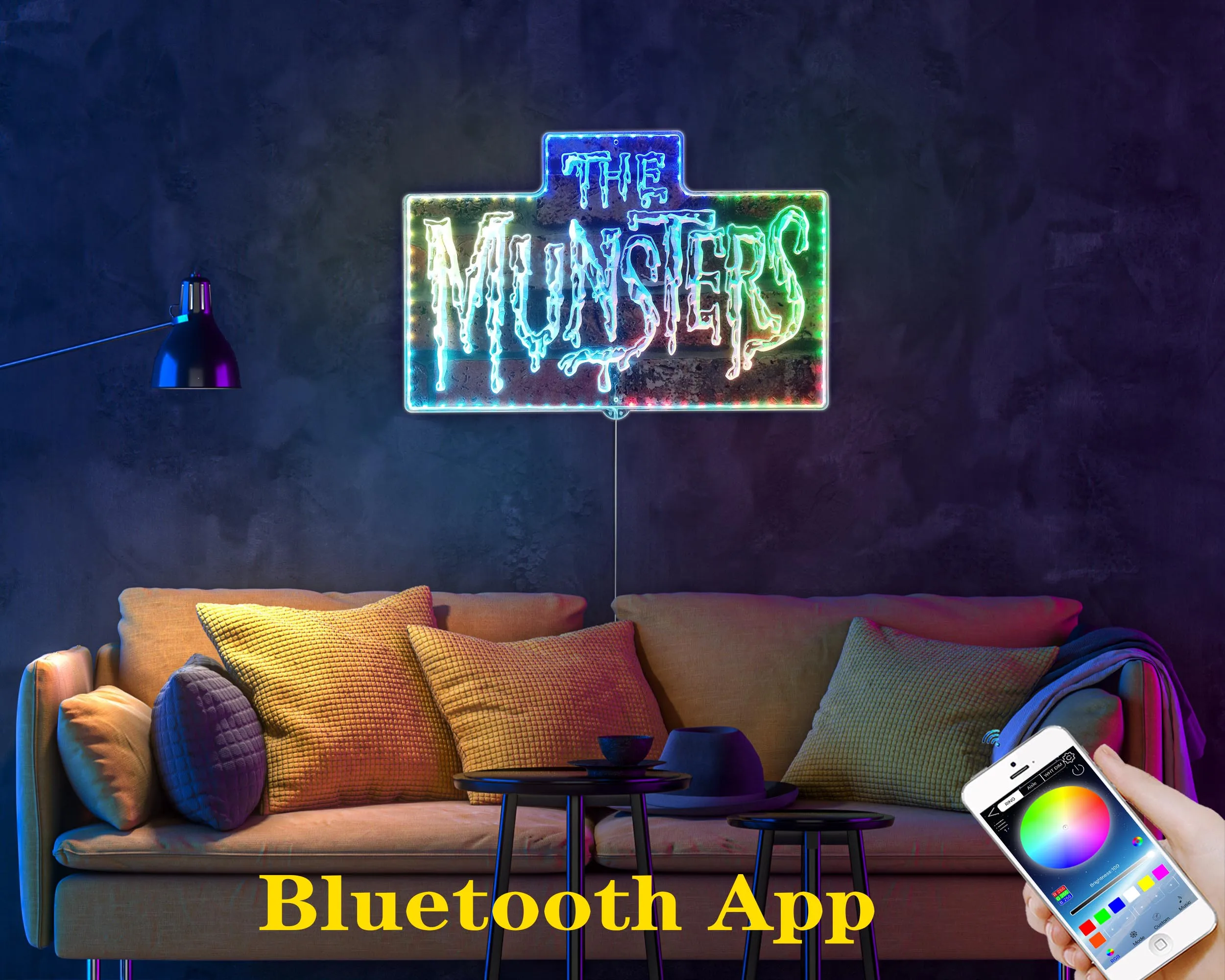 The Munsters Dynamic RGB Edge Lit LED Sign, Game Room Decor, Gaming Night Light