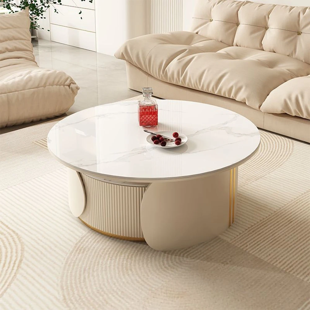 New Light Luxury Round Coffee Table Combination Retractable End Table Combination Simple Modern Household Small Apartment Type