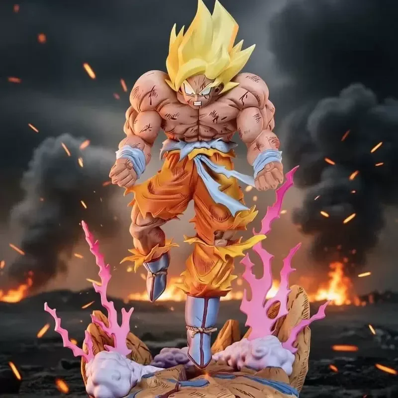 Figurine Anime Dragon Ball Super Saiyan Son Goku avec Aura Rose et Énergie Éclatante, Statue en PVC, Modèle de Jouet, Ornement de Bureau, Cadeau de Collection