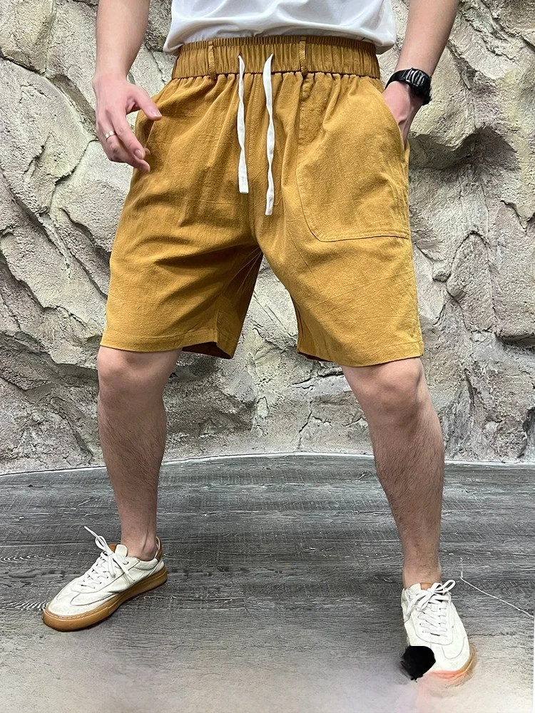 

Faionable Cotton Linen Blend Men's orts Breathable Skin-friendly Summer New Arrival Line Casual Straight Leg Pants