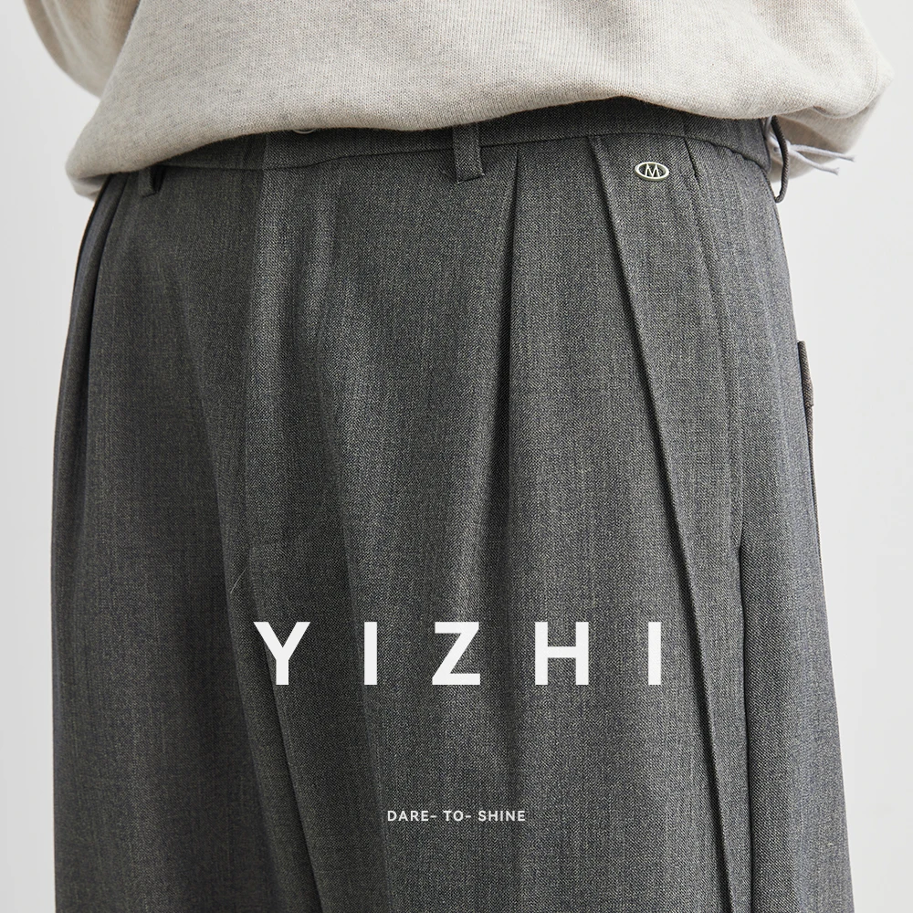 2025 New Men Straight Pants Fashion Korean Loose Suit Trousers Casual Draped Baggy White Wide Pant Male Streetwear