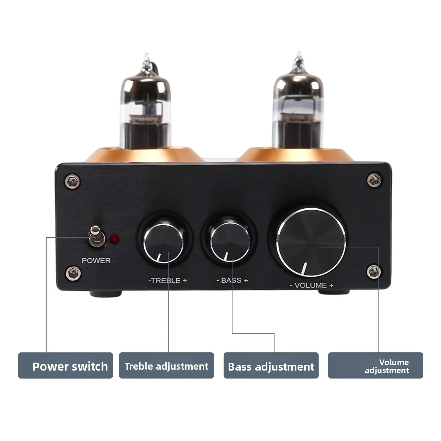 6J5 Vacuum Tube Preamplifier Bluetooth Stereo Audio Preamp DC12V Input HIFI Sound Amplifier for Home Theater Karaoke Speakers