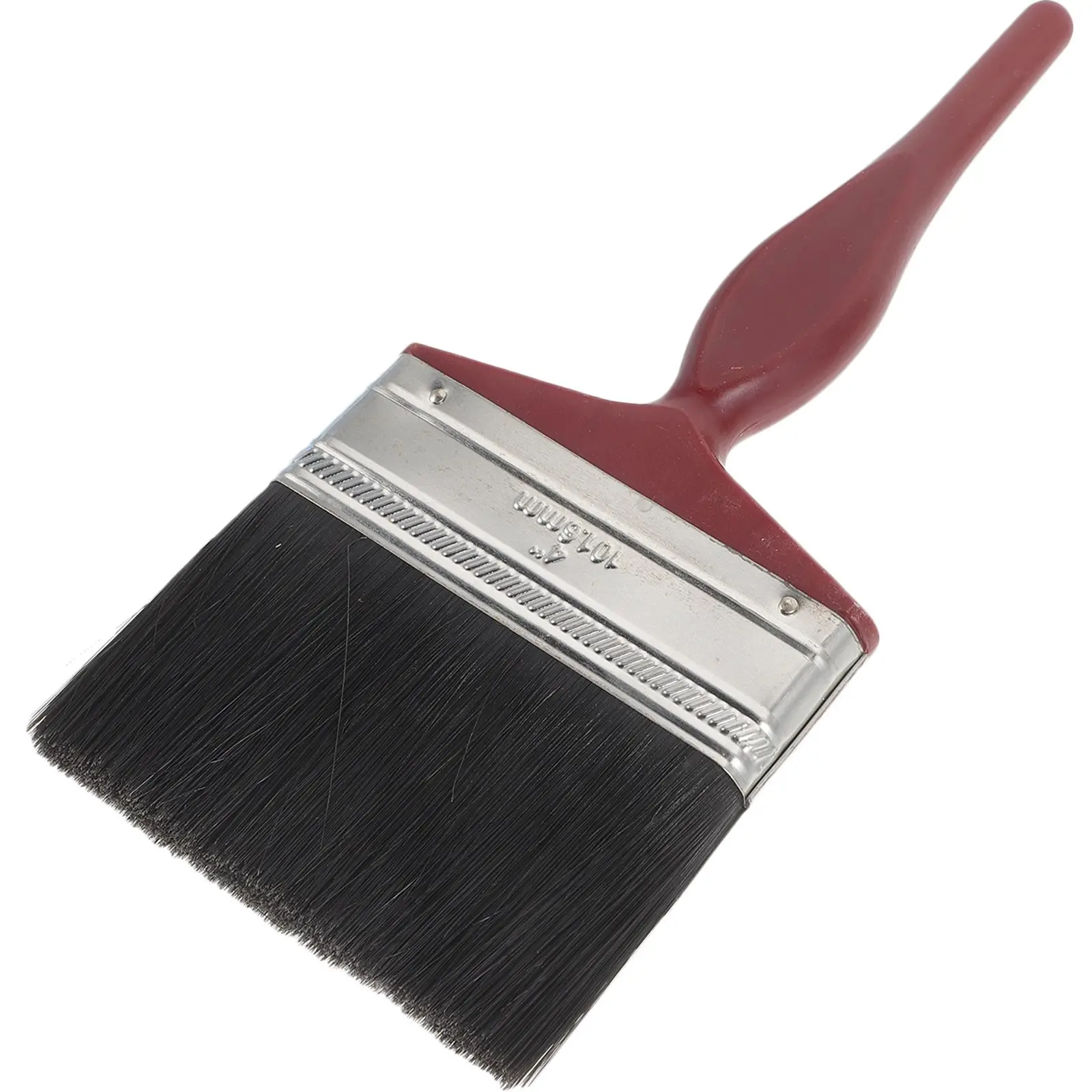 

4 Inch 100mm Red Handle Paint Brush for Wood Walls Deck Stain Black Bristle Flat Head Durable Smooth Application Versatile Home