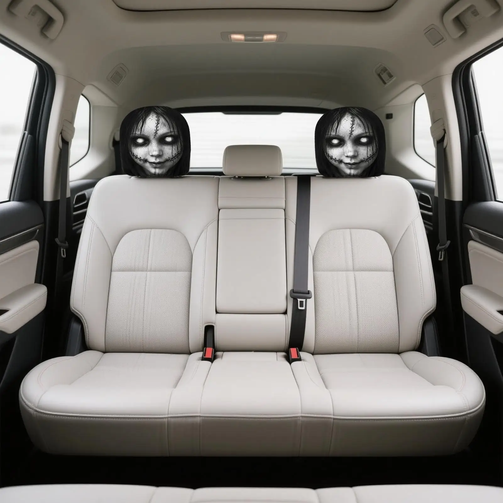 Ghost Headrest Covers 2-Piece Spooky Washable Halloween Decor Halloween Face Seat Headrest Protectors For Truck Rv Suv