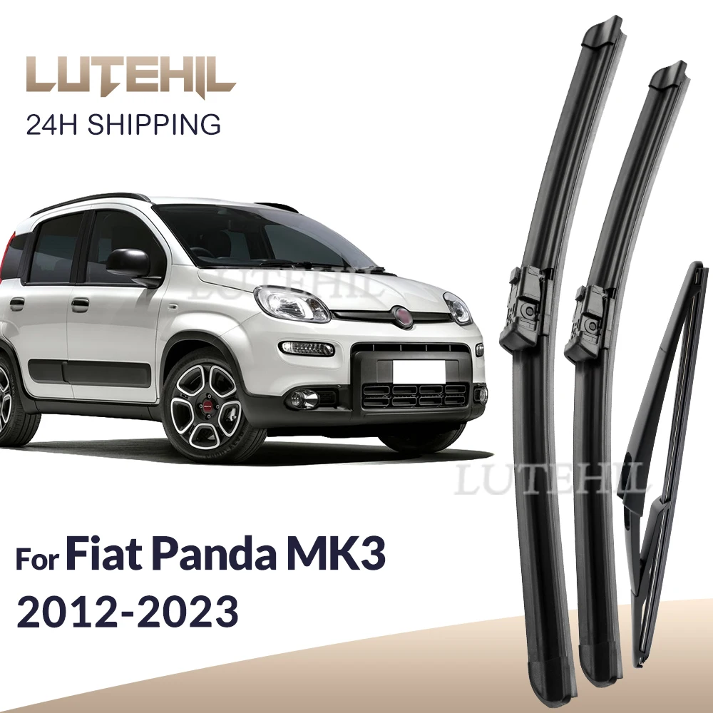 

For Fiat Panda MK3 2012-2023 2013 2014 2015 2016 Wiper Front&Rear Wiper Blades Windshield Windscreen Window Brushes 24"+15"+12"