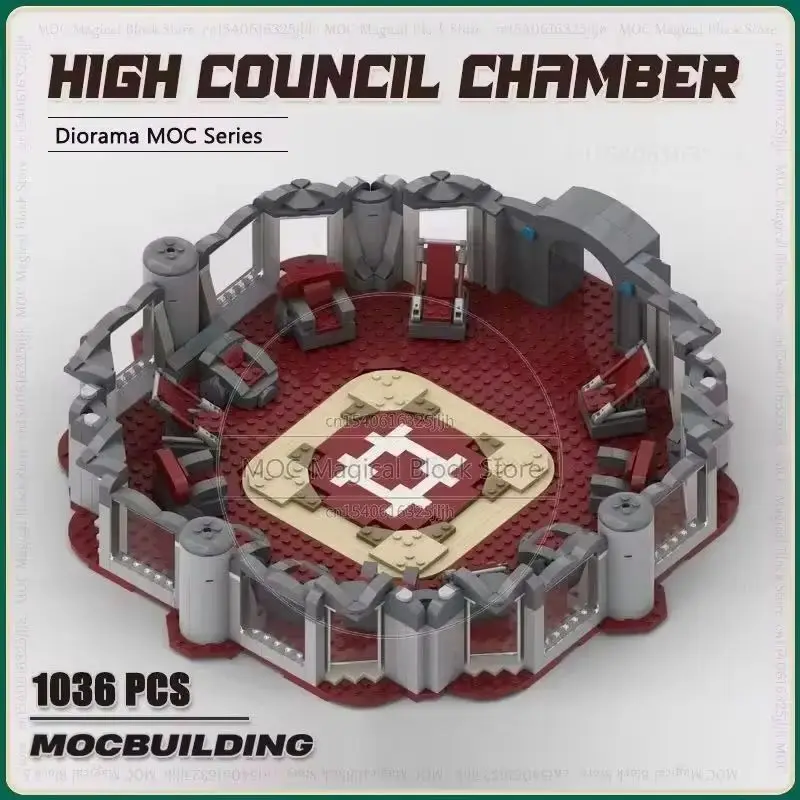 Movie Scene High Council Chamber Moc Building Blocks Meeting Room Technology Bricks Display Model Collection Toys Xmas Gifts