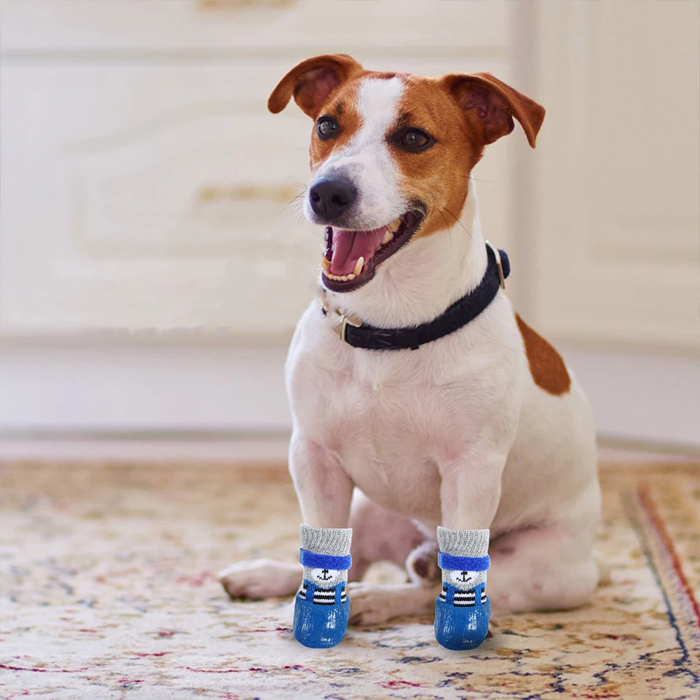 

4 Pcs Waterproof and Anti-slip Shoes Socks Paw for Dogs Non-skid Cotton Traction Pet