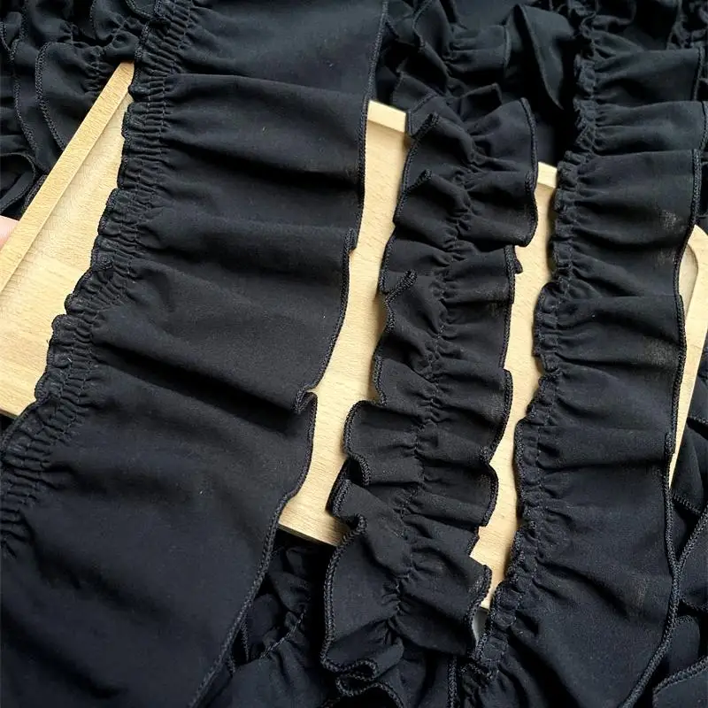 2 Yards Black Cotton Ruffles Lace Trim Dress Skirt Decoration Lace Accessories Lace Ribbon