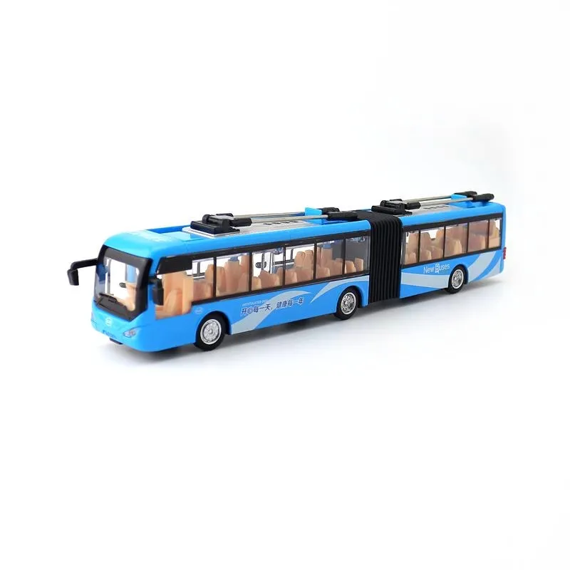 1:48 Scale Articulated Bus Sightseeing Toy Car Diecast Model Pull Back Doors Openable Sound & Light Educational Collection Gift