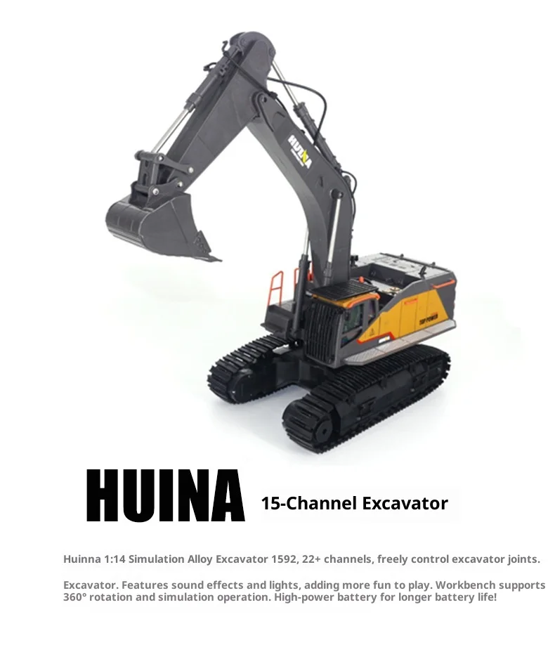 وصول جديد: لعبة حفار مصنوعة من خليط معدني يتم التحكم فيها عن بعد بمقياس 1:14 - نموذج مركبة هندسية كهربائية، متوفر بالجملة للأولاد
