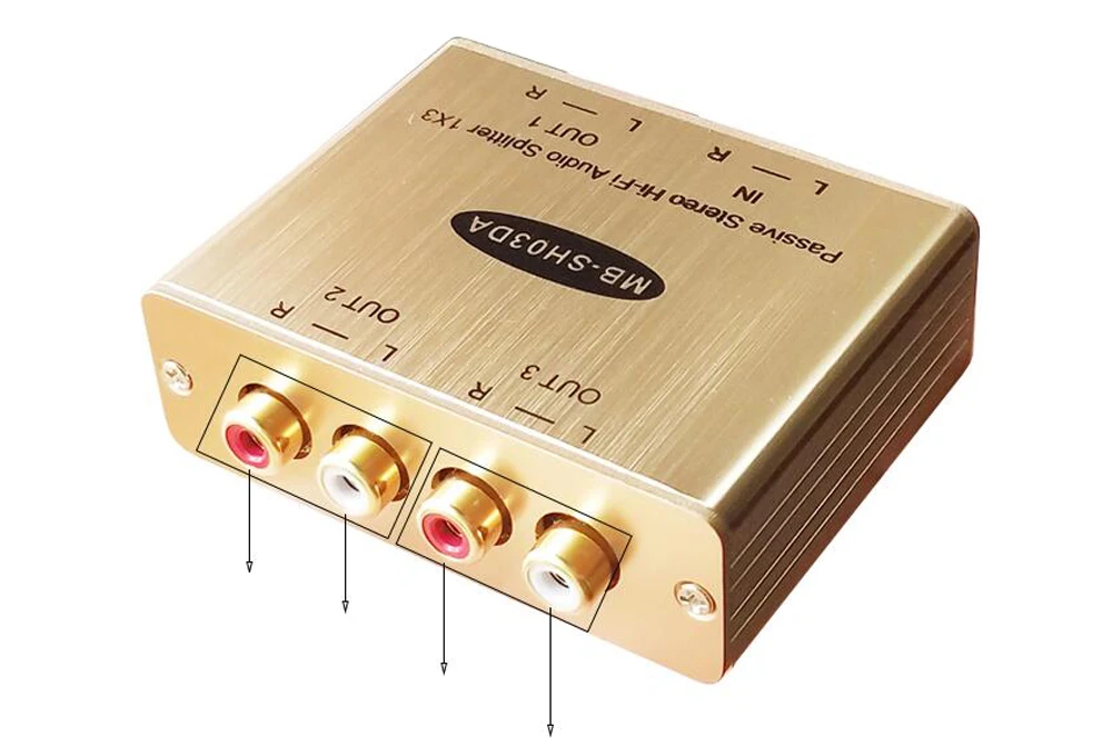 3 kanal Passive Stereo Hallo-fi Audio Splitter 1X3 Analog RCA Audio Distributor Isolation Splitter für Laptop DVD Player – Detail 2