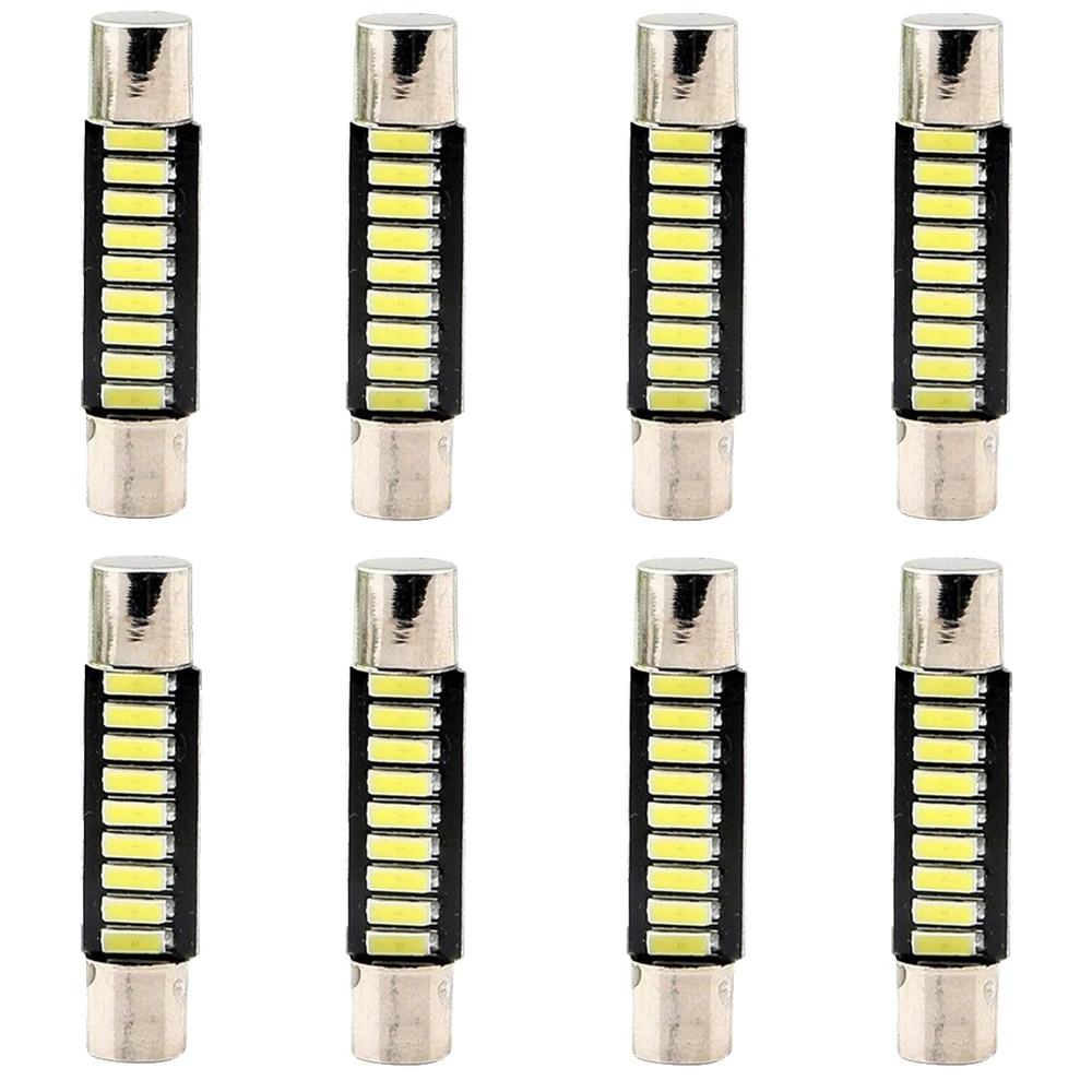 

8pcs 29/31mm B6 4014 9SMD LED Bulb for Vanity Mirror Light 6000K White Shade Compatible with For Dodge Simple Design and