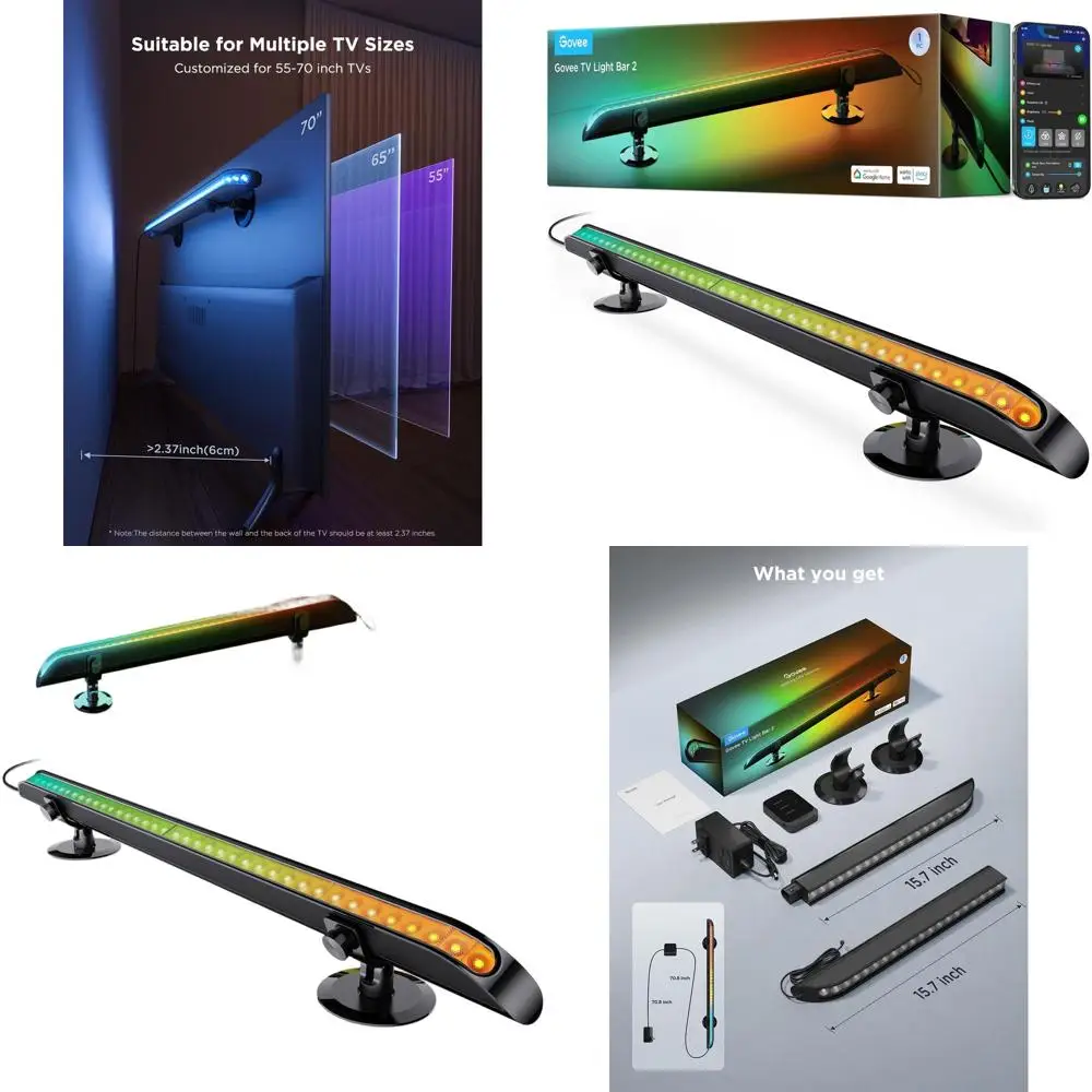 

31 LED Light Bar with RGBIC WiFi, Music Sync & Voice Control for 55-70 TVs, 1 Pack