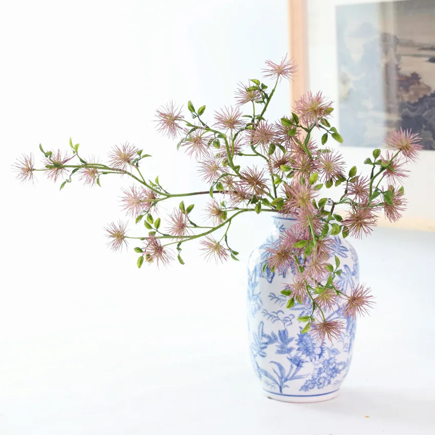 10 Stück Künstliche Blumen, 6 Köpfe, Kleiner Miscanthus, Heimdekoration, Hochzeitsblumenarrangement, Tischdekoration, Zweige in Kieferform – Detail 4