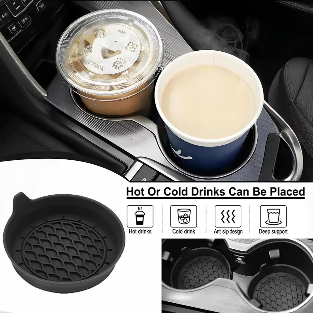 1/2/4 Car Cup Holder Pad Silicone Silent Black Auto Cup Holder Anti Slip Insert Coasters Pads Car Cup Holder Coffee Beverage Mat
