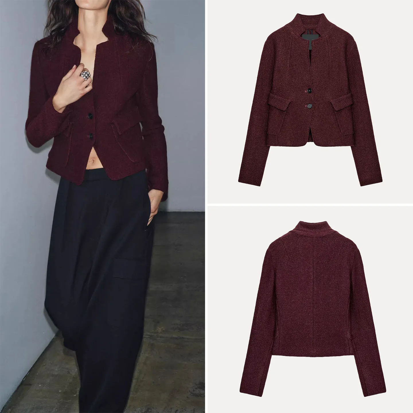 

Z Women's Faion Slim Fit Jaet 2025 New Sle Personali ort Coat European Sle Long Sve round Ne Button Clo...