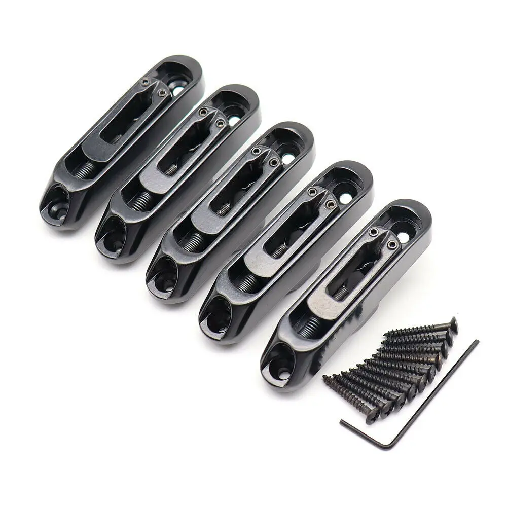 

5 Pack Heavy Duty Individual Bass Bridge Saddle 5 String Bass Guitar Parts Black