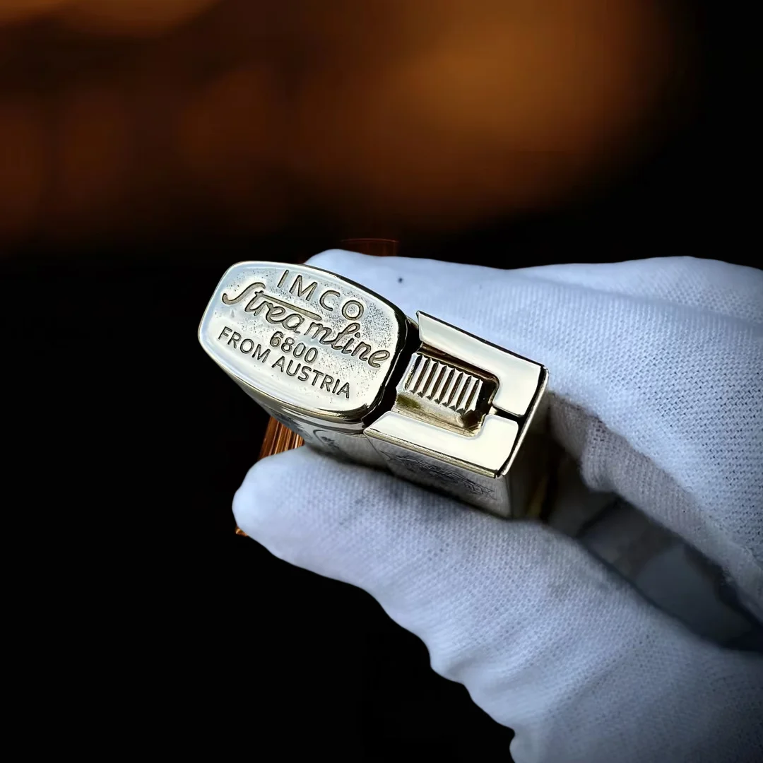 Imco 6800 Classic Brass Kerosine Lighter Genuine Color Shell Inlaid Carved Retro Lighter Gift Men Collection Gift - Image 6