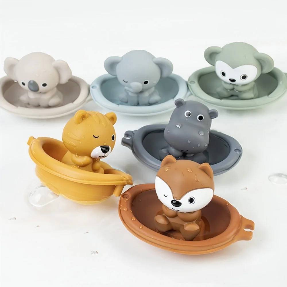 1 pièce de jouets de bateau flottant empilables pour salle de bain pour enfants pour nourrissons et jeunes enfants, bain et jouant dans l'eau, bateau empilable, ensemble de doigts d'animaux, jouets