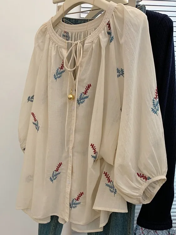 シックなプリント柄の女性用ゆったりとした怠惰なスタイルの高級軽量エイジデフングドールデザイントップ快適で通気性のあるコットン