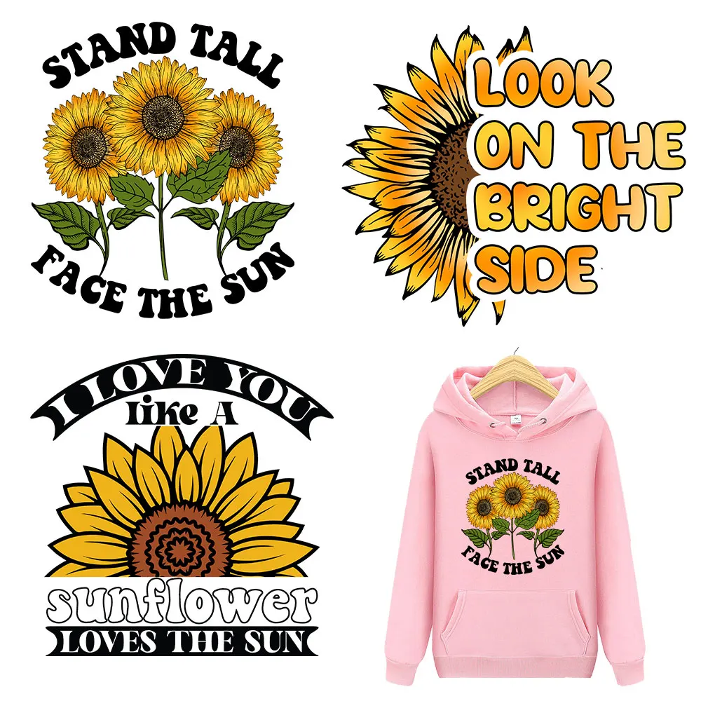 I Love The Sun Clothes Printing Patches Clothes Stickers Sunflowers Heat Transfer T-shirt Diy Bag Parches Termoadhesivos Decals