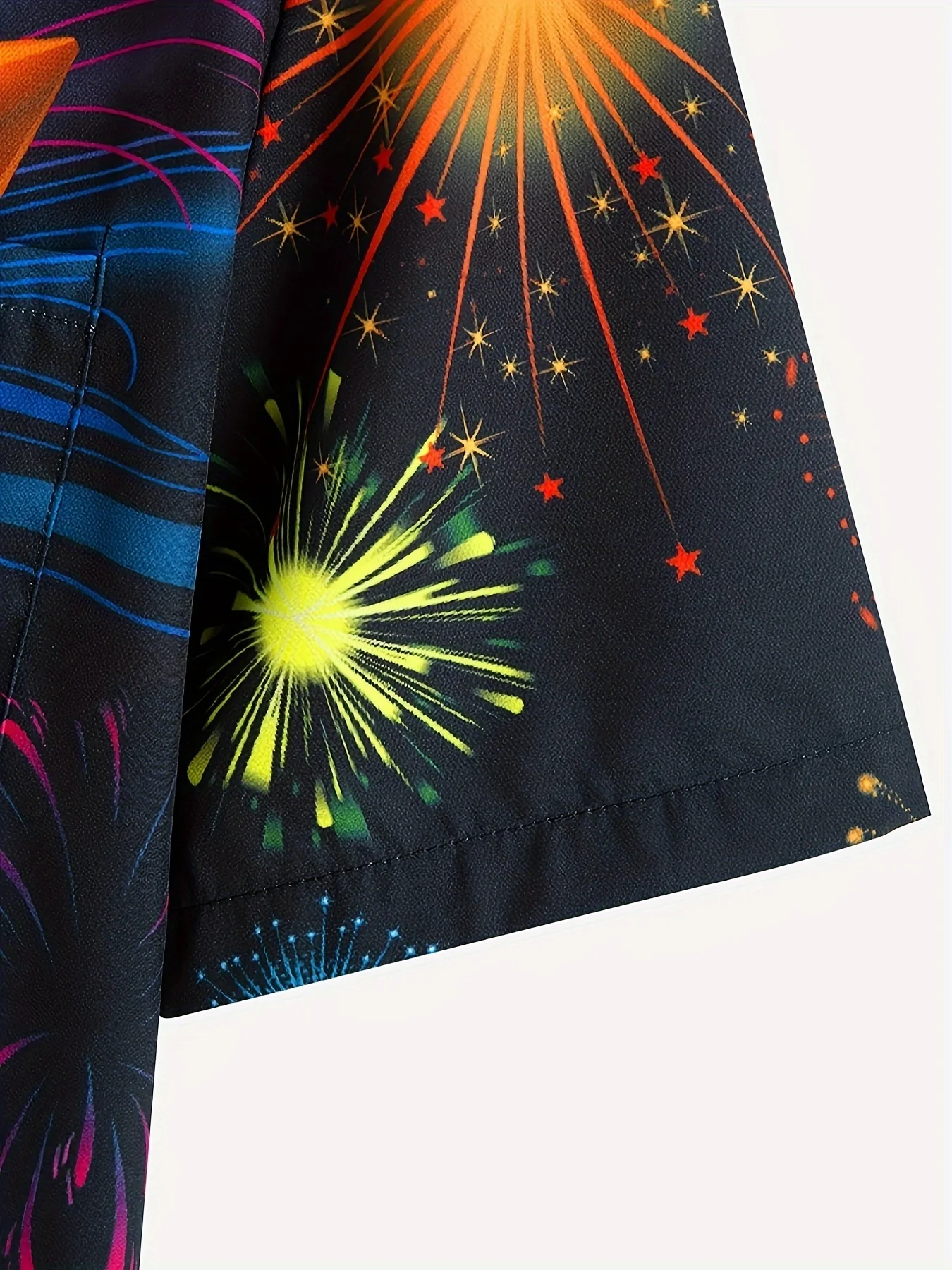 Camisas con estampado de fuegos artificiales para hombre, ropa Hawaiana de manga corta de gran tamaño, "Feliz Año Nuevo", Verano