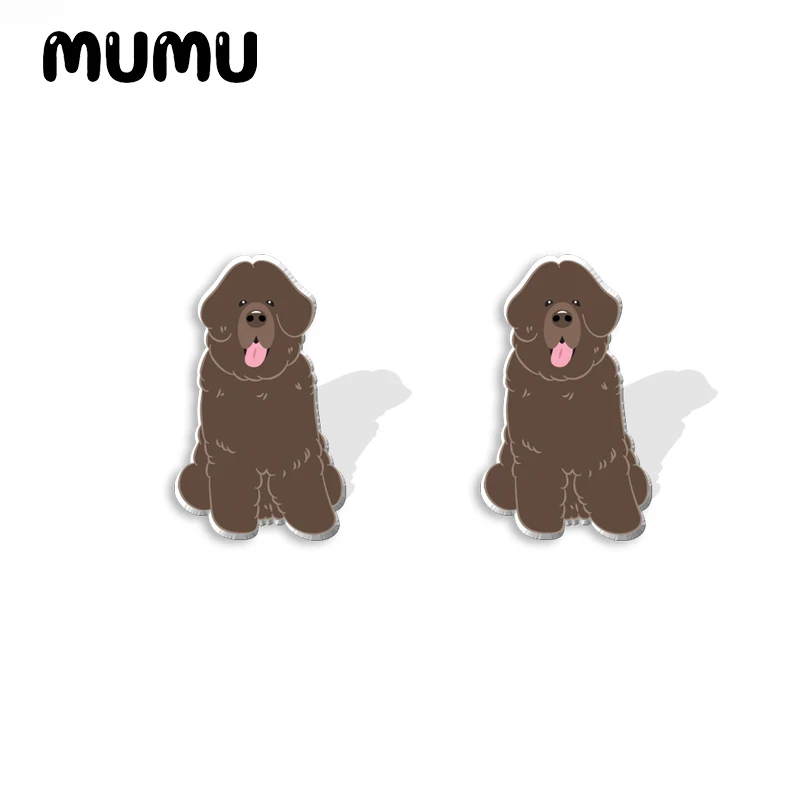 2023 New Newfoundland Dog Acrylic Stud Earring Handmade Earrings Resin Epoxy Jewelry Gifts Friend