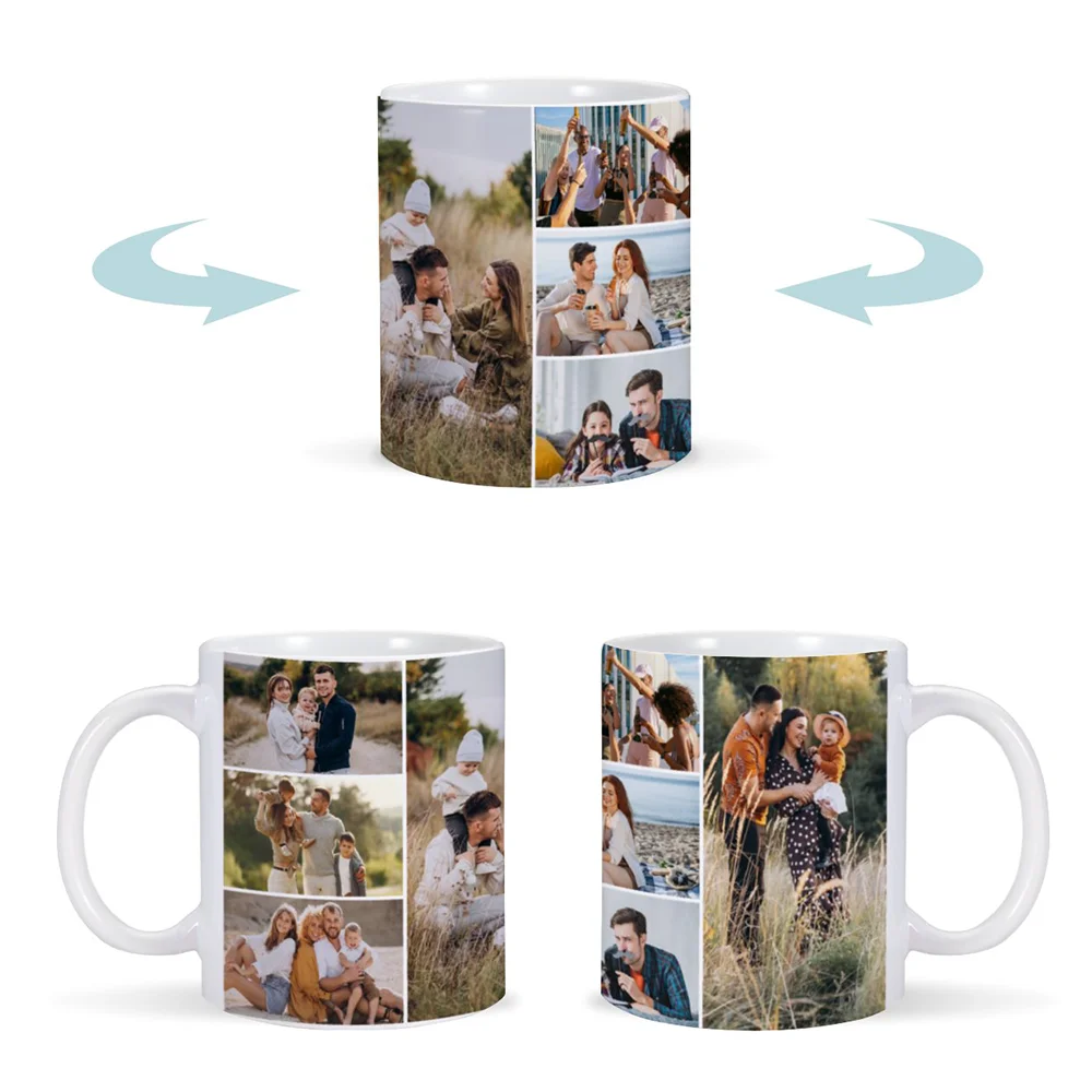 Custom 8 Photos Tea Milk Cup Personalized Coffee Mug with Photo Ceramics Mug Valentine's Day Souvenir Boyfriend Gift 11 oz Cup