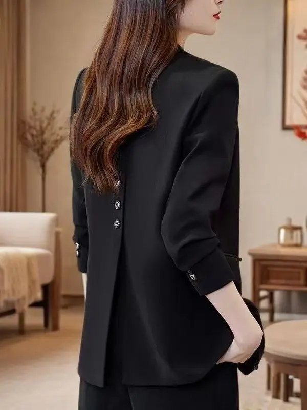 

Ele Loose Women's Spring Autumn Korean Sle Faionable Split Outerwear Polyester Fiber Long Sve Button Detail