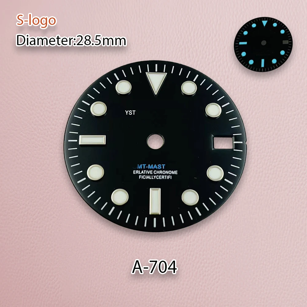 28.5mm S Logo GMT Black Dial Suitable for NH34 Movement Blue Luminous High-Quality Watch Modification repair Accessories tool