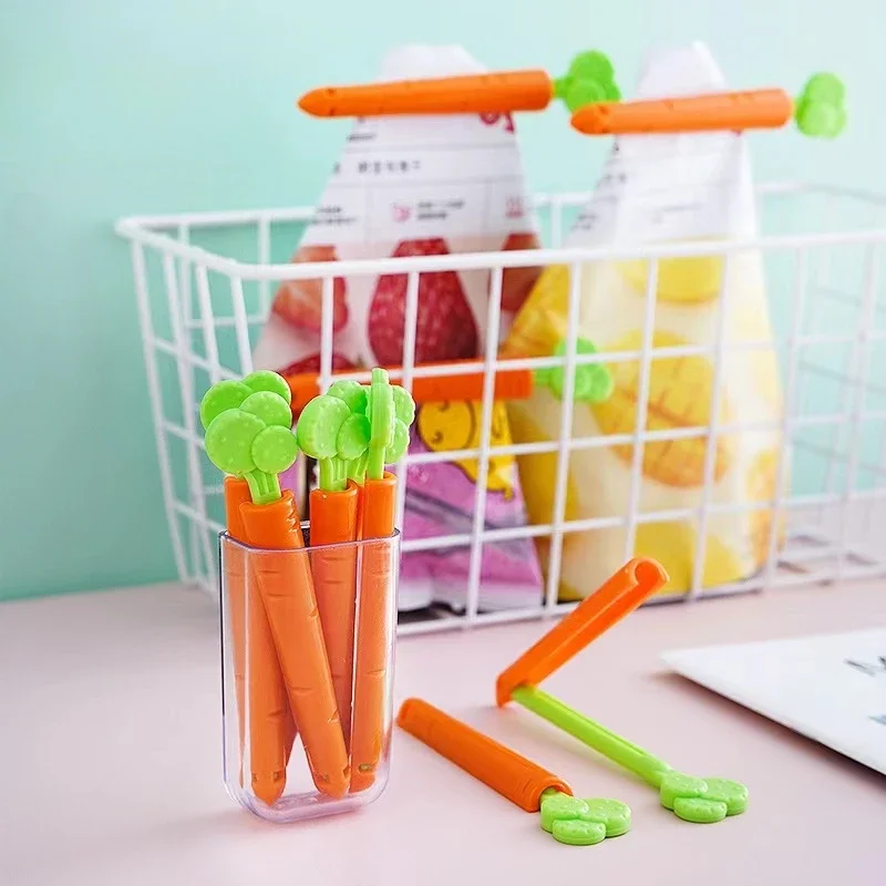 5pcs Bag Clips Portable Food Snack Bag Sealing Clamp Carrot Shape Food Fresh Keep Organizer Sealing Clips Kitchen Storage Tools image 3