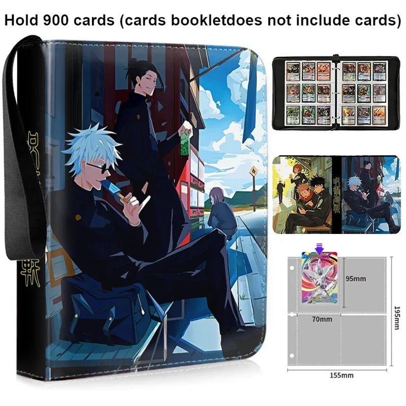 400/900 pçs jujutsu kaisen satoru gojo anime coleção cartão álbum livro pasta fantasma desfile zíper cartão fichário titular brinquedo presente