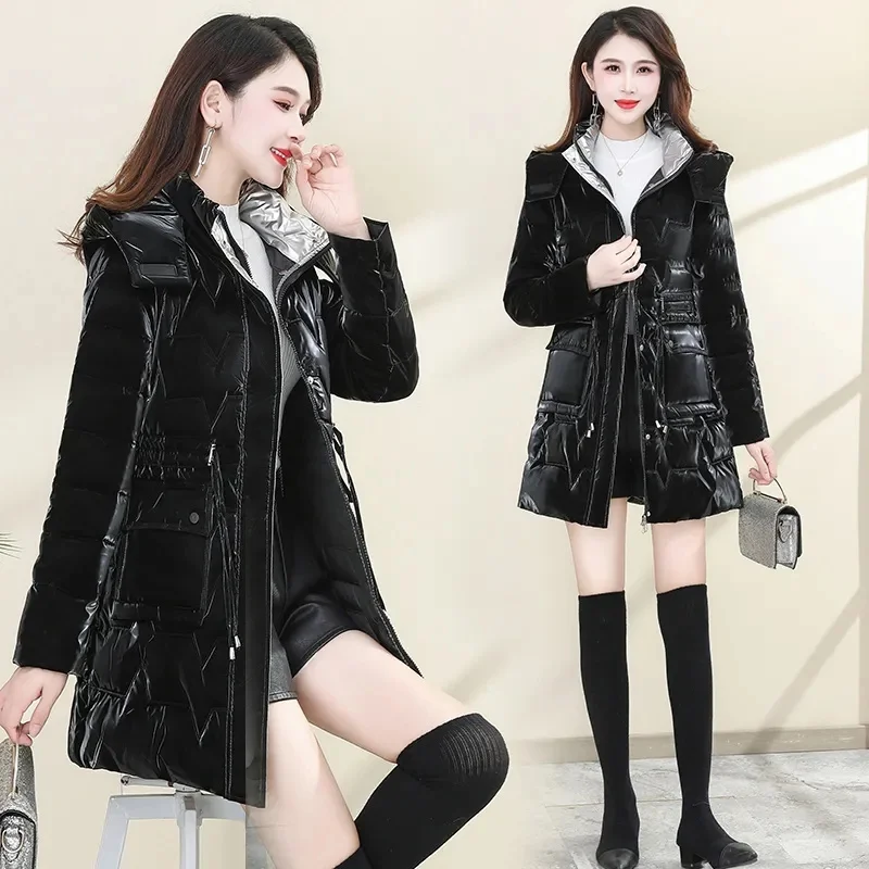 5XL Down Cotton Coat Women 2023 Korean Cotton Coat For Women Winter Thick Warm Long Thick Colorful Outwear Hooded Coat Lace-Up