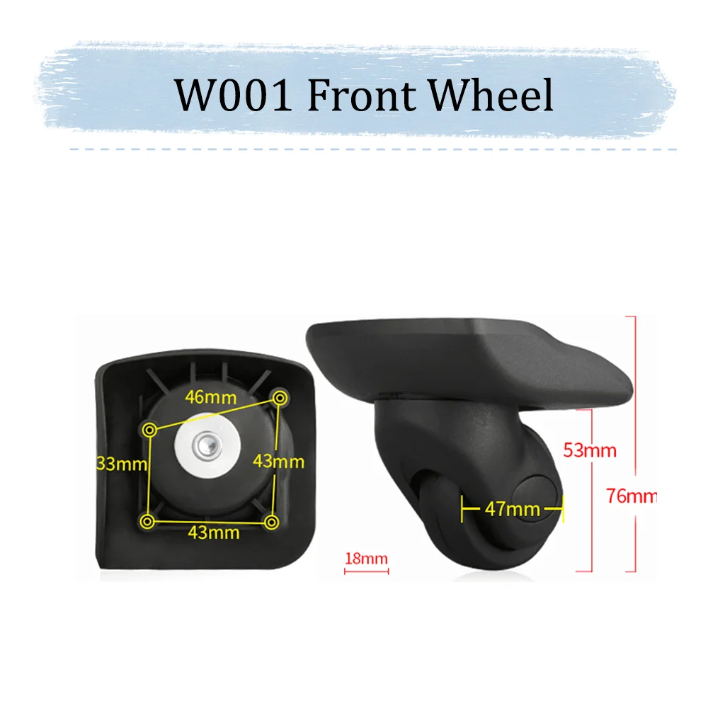 For OIWAS W001 Universal Wheel Black Replacement Suitcase Silent Smooth Shock Absorbing Rotating Accessories Wheels