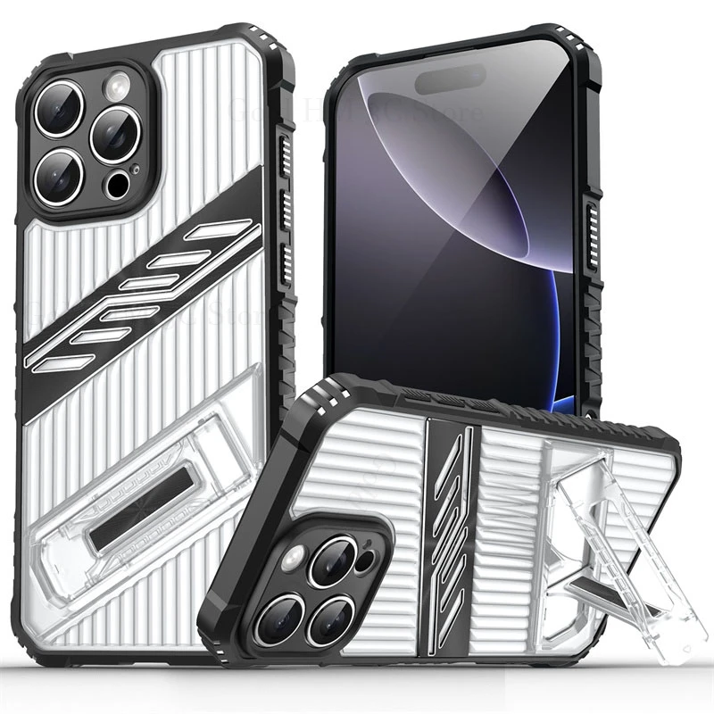 

Armor Shockproof Kickstand Case For iPhone 16 Pro Max Heavy Duty Protection Bracket Stand Cover For Apple 15 Pro Max 14 12 13Pro