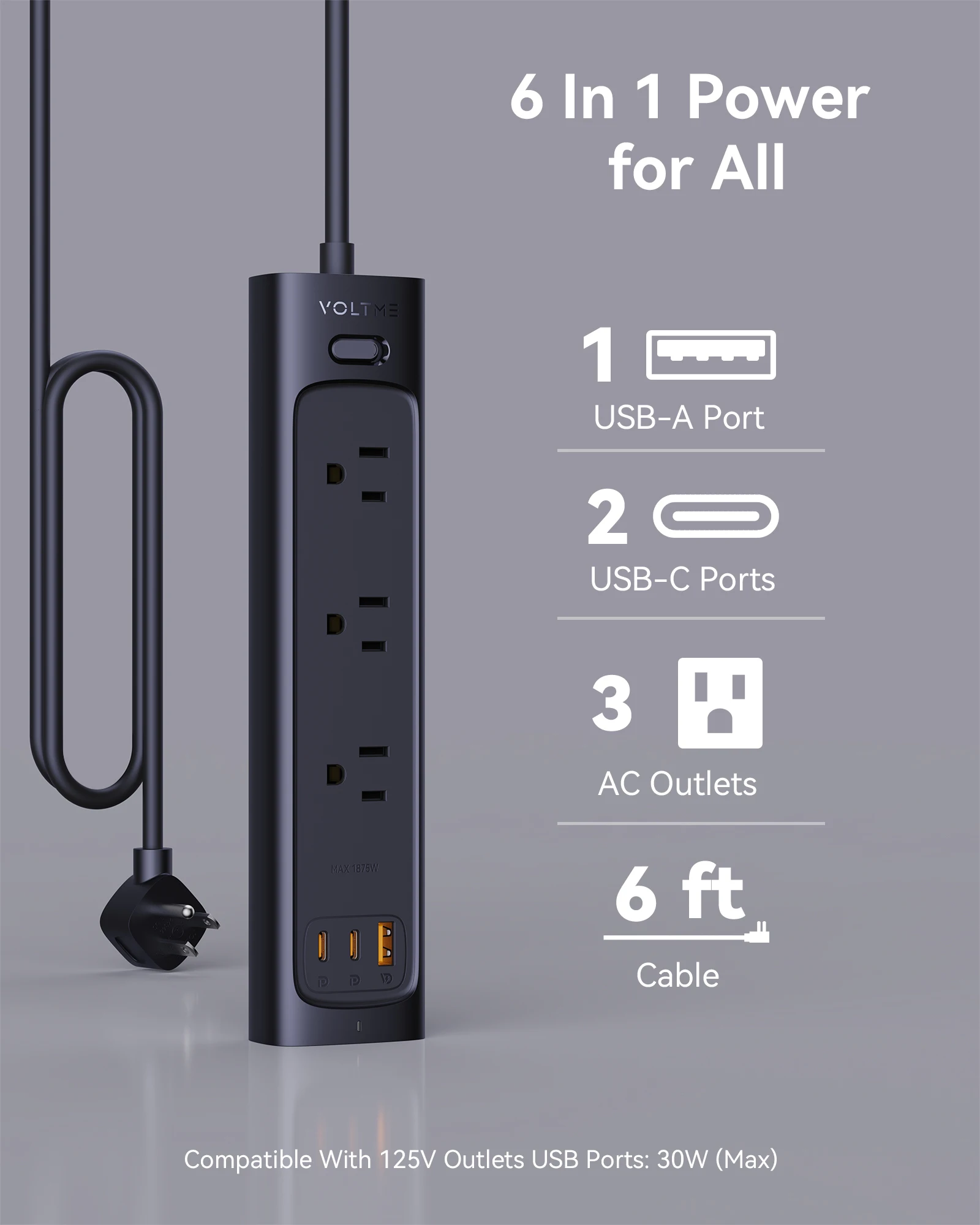 VOLTME Power Strip Surge Protector VITO 30W Desktop Charger  Charging Station Fast Charger For iPhone 14 13 Xiaomi Samsung Lapto