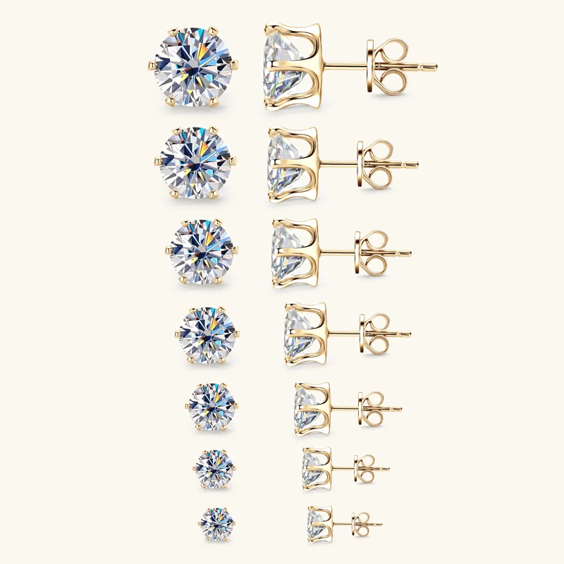 RAPRGOLD GRA Certified 3-9mm Multi-size Moissanite Stud Earring For Women Men 925 Sterling Silver Piercing Earring Jewelry Gifts
